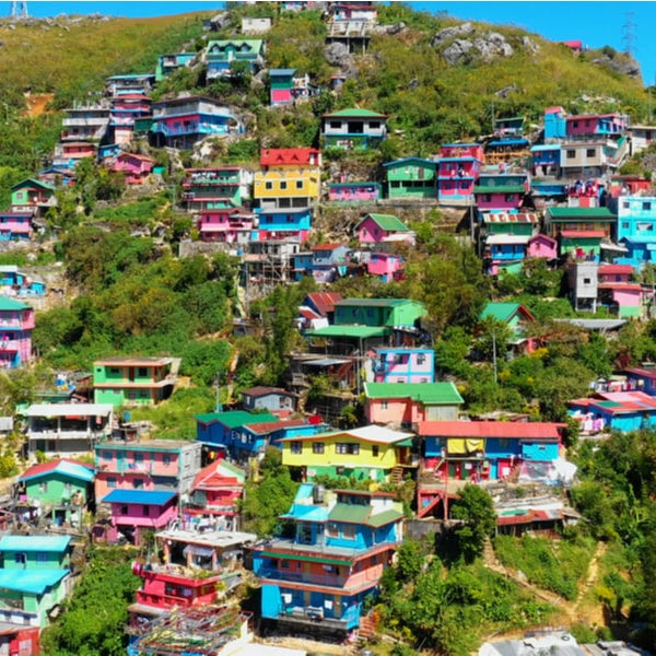 colorful homes on the a banguet mountainside