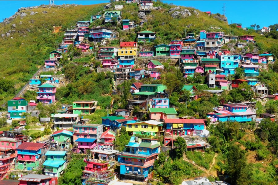colorful homes on the a banguet mountainside