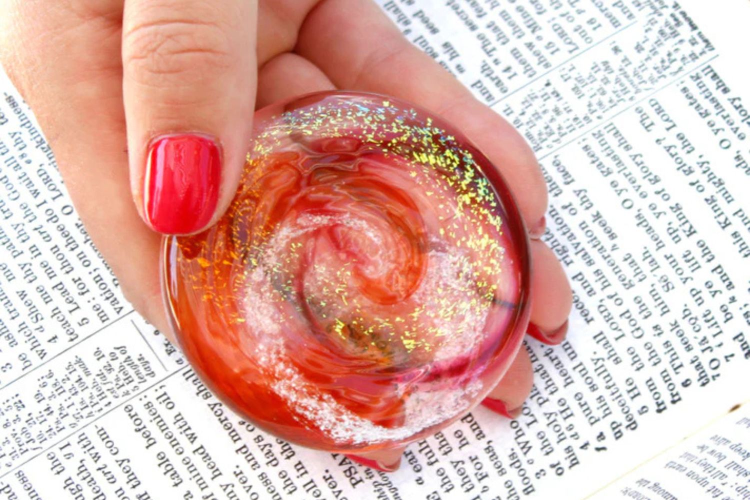 red glass cremation stone