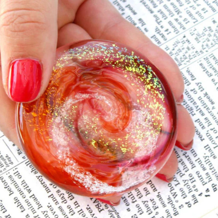 red glass cremation stone