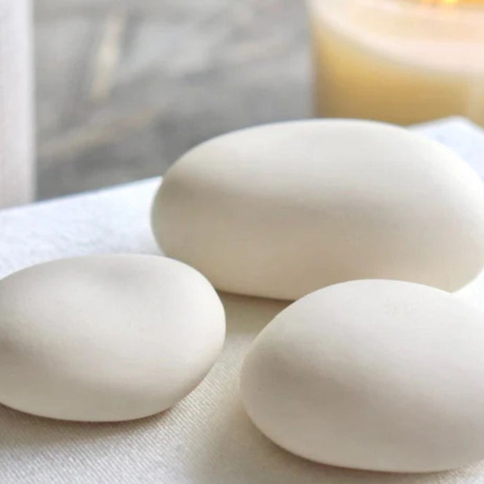 white cremation stone