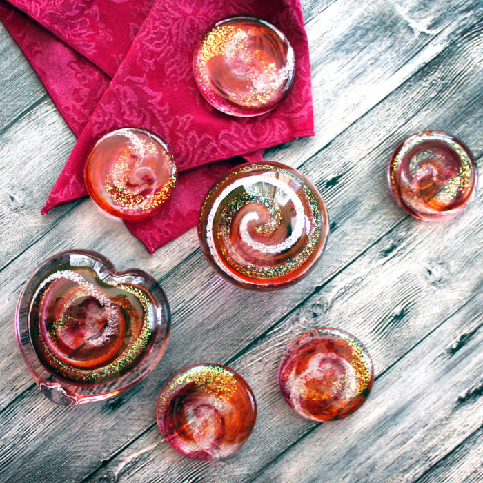 red glass orbs 12
