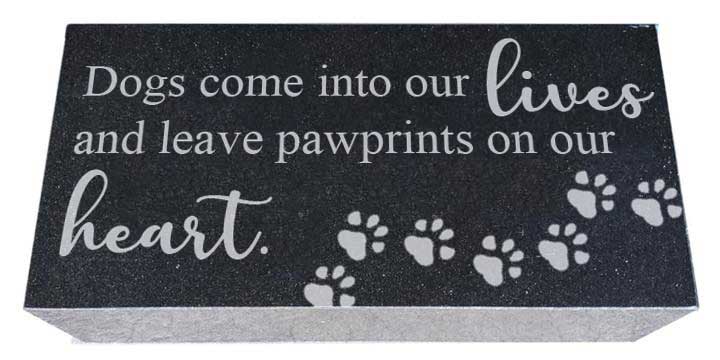 Pet Memorial Stone with Paw Prints on Heart Saying