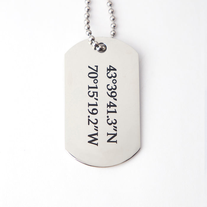 Dog Tag Coordinate Pendant Cremation Jewelry Keepsake